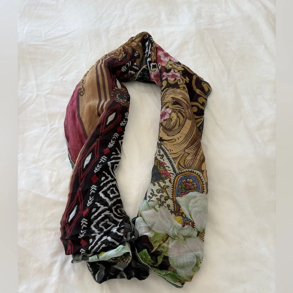 Oversized Baroque Floral & Paisley Scarf | Wrap Dark Romantic Chiffon Shawl - Picture 4 of 9